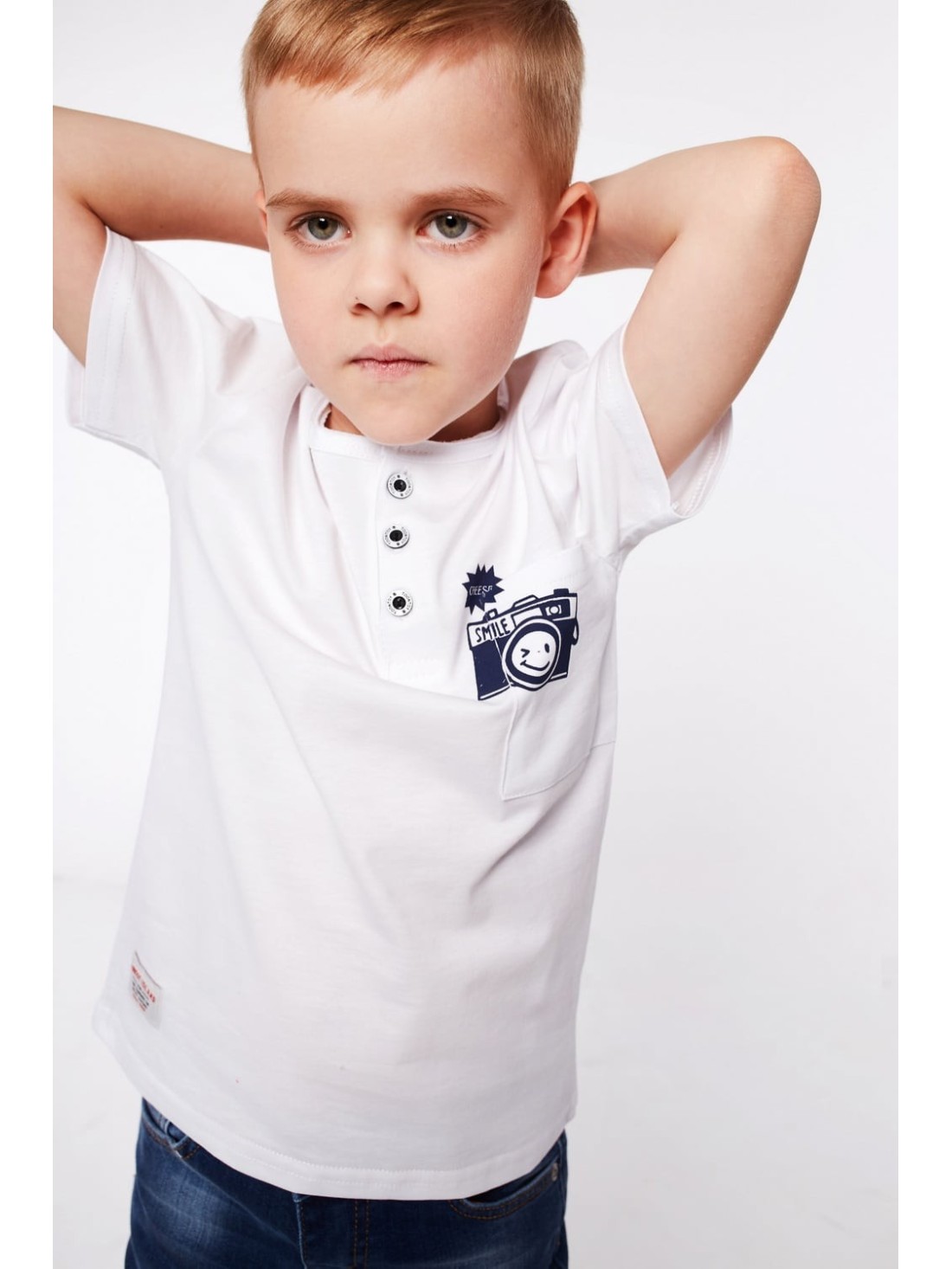 Jungen-T-Shirt mit weißen Knöpfen NDZ4482 – Online-Shop – Boutique